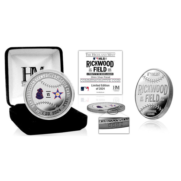 Giants vs Cardinals Game at Rickwood Field 2024 Silver Plated Mint Coin Ltd Ed of 2,024