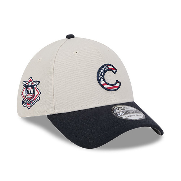 New Era Chicago Cubs 4th of July 39THIRTY Khaki and Navy Flex Fit Cap