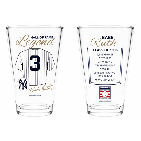 Babe Ruth Baseball Hall of Fame Legend Player Pint Glass