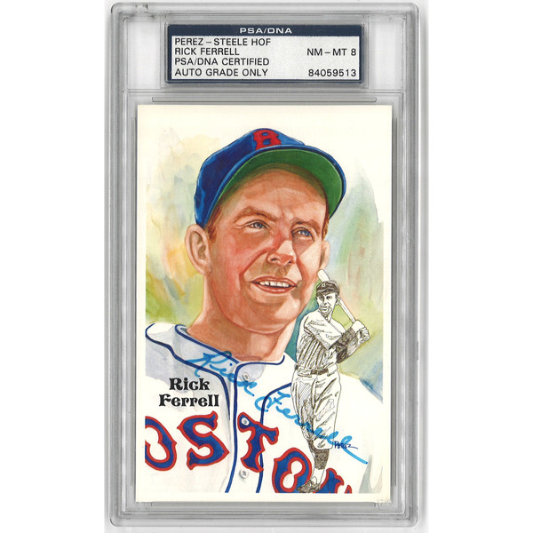 Rick Ferrell Autographed Perez-Steele HOF Series Postcard # 187 (PSA-13)