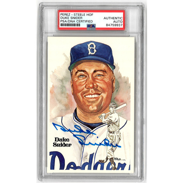 Duke Snider Autographed Perez-Steele HOF Series Postcard # 172 (PSA-37)
