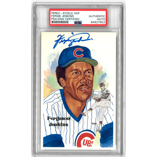 Fergie Jenkins Autographed Perez-Steele HOF Series Postcard # 208 (PSA-52)
