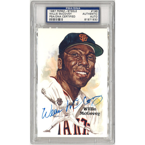 Willie McCovey Autographed Perez-Steele HOF Series Postcard # 196 (PSA-30)