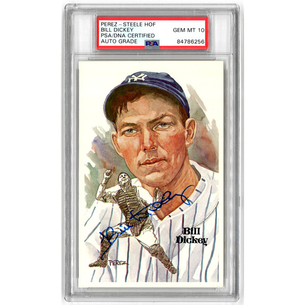 Bill Dickey Autographed Perez-Steele HOF Series Postcard # 71 (PSA-56)