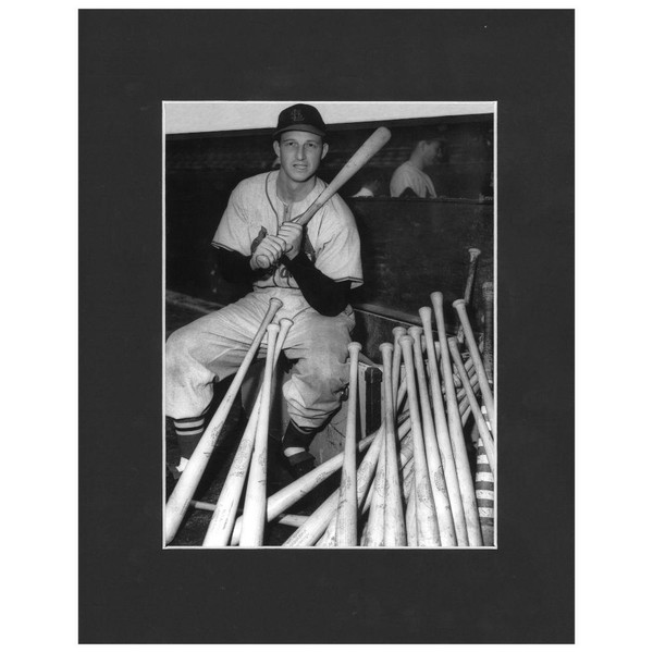 Matted 8x10 Photo – Stan Musial With Bats