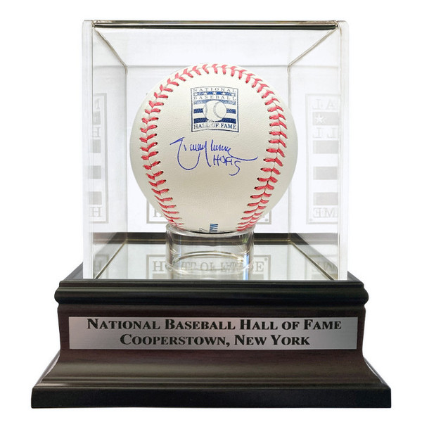 Randy Johnson Autographed Hall of Fame Logo Baseball with HOF 2015 Inscription with HOF Case (JSA)