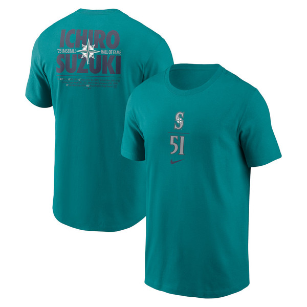 Men’s Nike Ichiro Suzuki Seattle Mariners Baseball Hall of Fame 2025 Induction Career Statistics T-Shirt