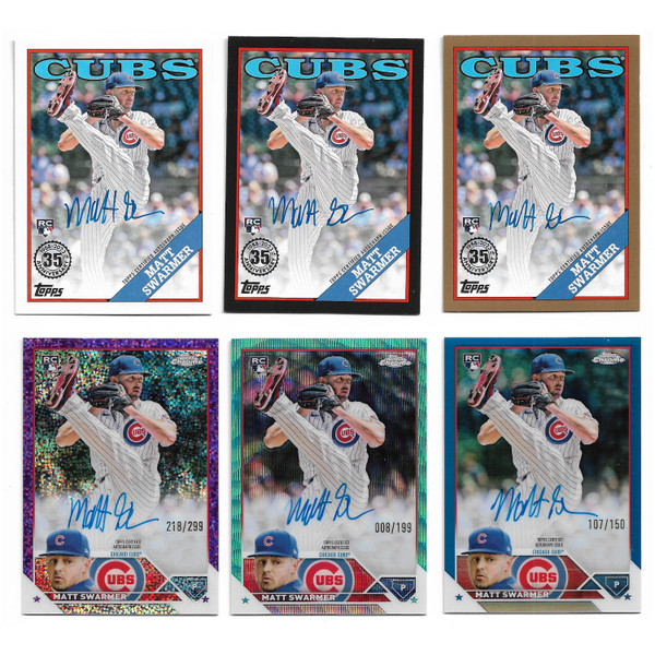 Matt Swarmer Autographed Card Lot of 6 Different 2023 Topps and Topps Chrome # RA-MS Ltd Ed of 150 to 299