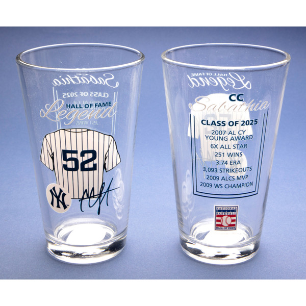 CC Sabathia Baseball Hall of Fame Legend Player Pint Glass