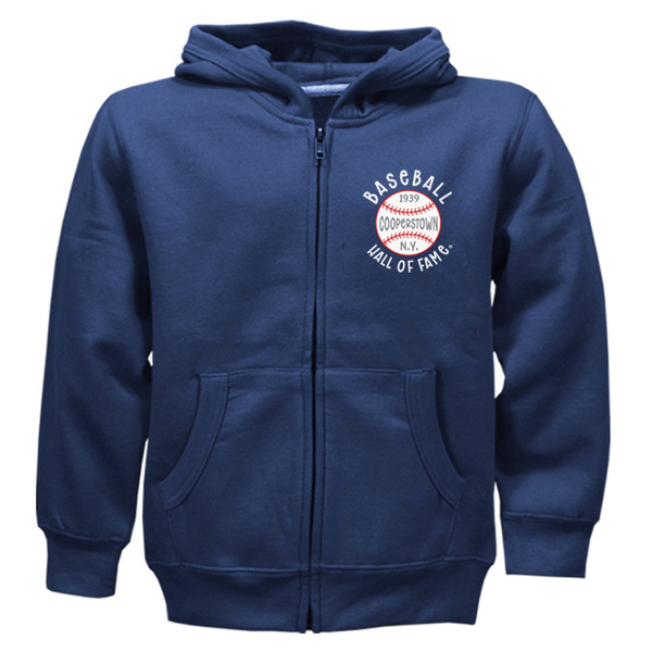 Toddler Baseball Hall of Fame 1939 Cooperstown Full Zip Navy Fleece Hoodie