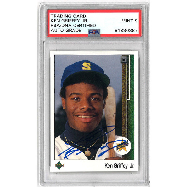 Ken Griffey Jr. Autographed Baseball Rookie Card 1989 Upper Deck # 1 (PSA 9 Auto)