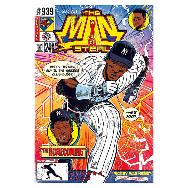 Rickey Henderson Pop Fly 2025 The Man of Steal: The Homecoming 7" x 10.5" Limited Edition Art Print #201 Ltd Ed of 384