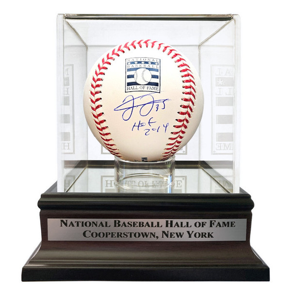 Frank Thomas Autographed Hall of Fame Logo Baseball with HOF 2014 Inscription with HOF Case (JSA)