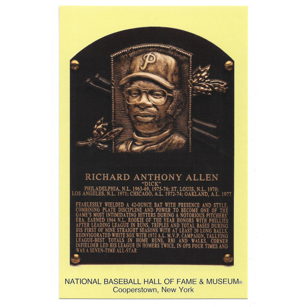 Dick Allen Baseball Hall of Fame Plaque Postcard