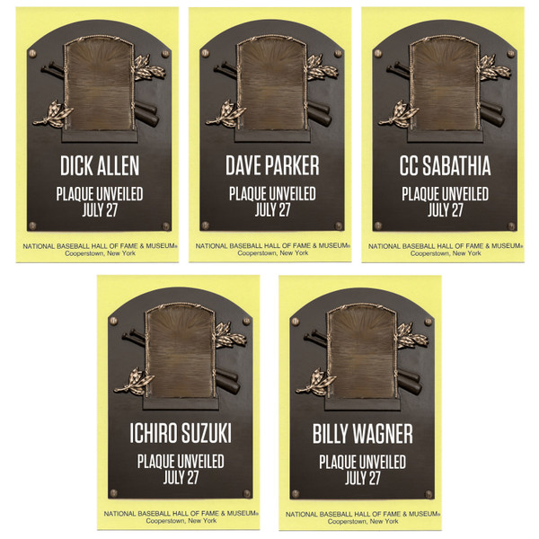 Class of 2025 Baseball Hall of Fame Plaque Postcard Set of 5 (Allen, Parker, Sabathia, Suzuki and Wagner)