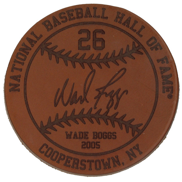 Wade Boggs Baseball Hall of Fame 2005 Inductee Leather Engraved Coaster