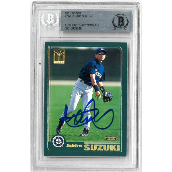 Ichiro Suzuki Seattle Mariners Autographed 2001 Topps # 726 Rookie Card (Beckett)
