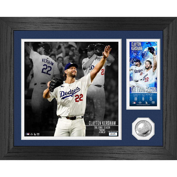 Clayton Kershaw Highland Mint Retirement Silver Coin 13 x 16 Photo Mint