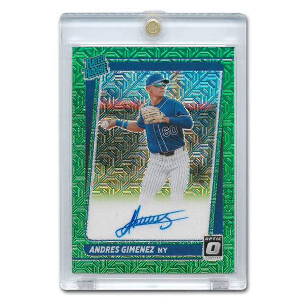 Andres Gimenez Autographed Rookie Card 2021 Donruss Optic Rated Rookie Green # RRS-AG Ltd Ed of 99