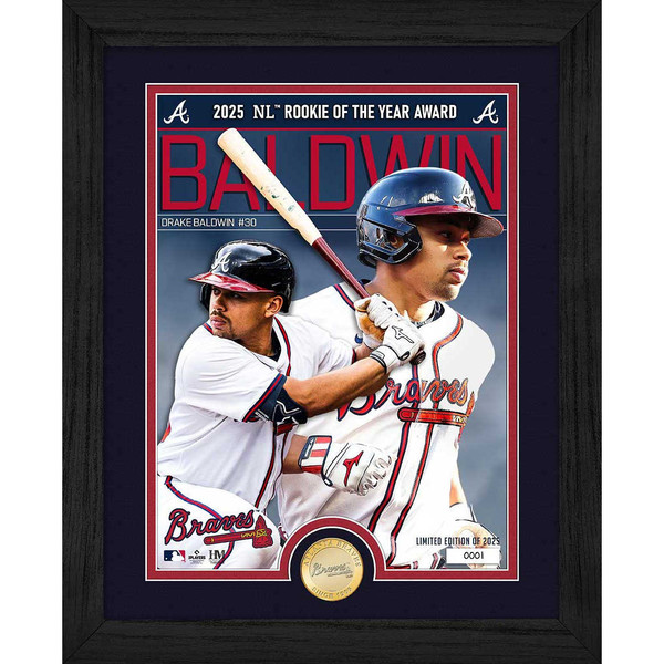 Drake Baldwin Highland Mint 2025 NL Rookie of the Year Award Commemorative 13 x 16 Bronze Coin Photo Mint