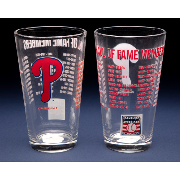 Philadelphia Phillies Team Hall of Famer 16 Ounce Pint Glass