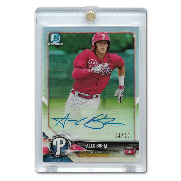 Alec Bohm Autographed Card 2018 Bowman Draft Chrome # BDC-25 Ltd Ed of 99