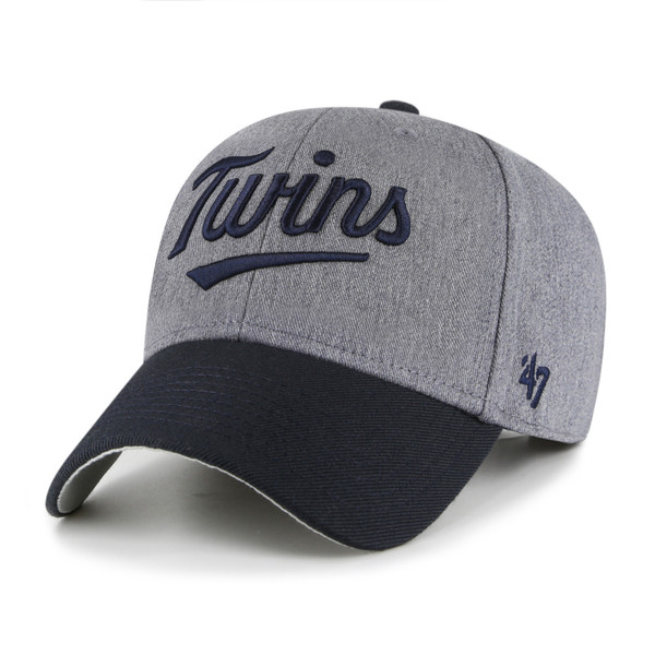 Men’s ’47 Brand Minnesota Twins Granite Script Dark Grey Heather and Navy Adjustable Snapback Cap