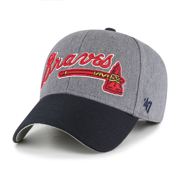 Men’s ’47 Brand Atlanta Braves Granite Script Dark Grey Heather and Navy Adjustable Snapback Cap