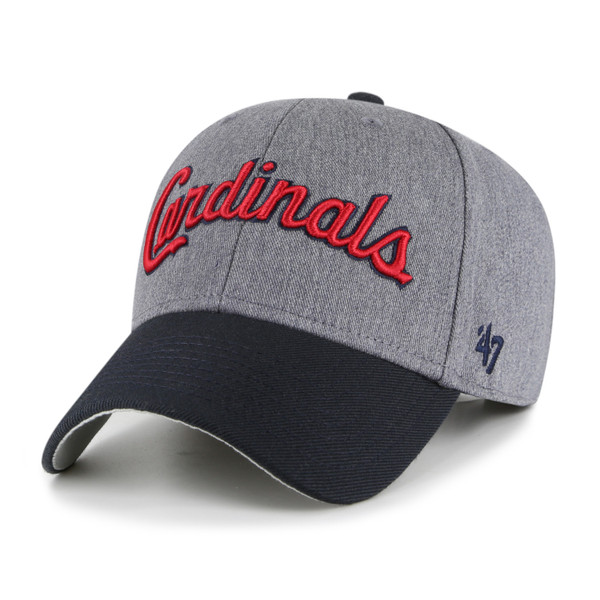 Men’s ’47 Brand St. Louis Cardinals Granite Script Dark Grey Heather and Navy Adjustable Snapback Cap