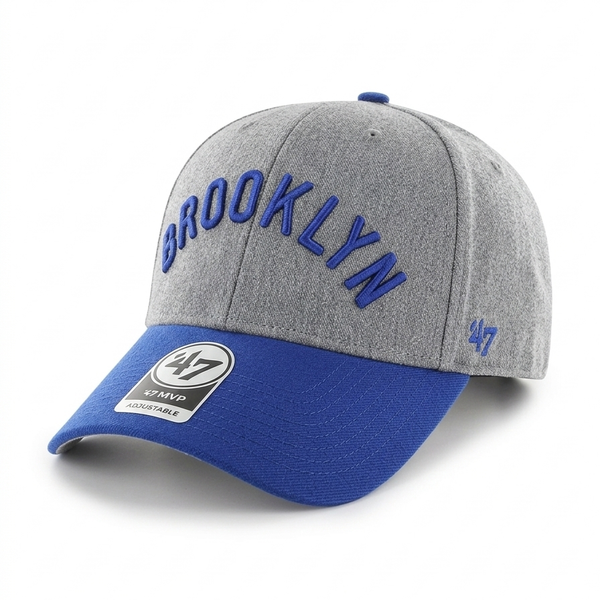 Men’s ’47 Brand Brooklyn Dodgers Granite Script Dark Grey Heather and Royal Adjustable Snapback Cap
