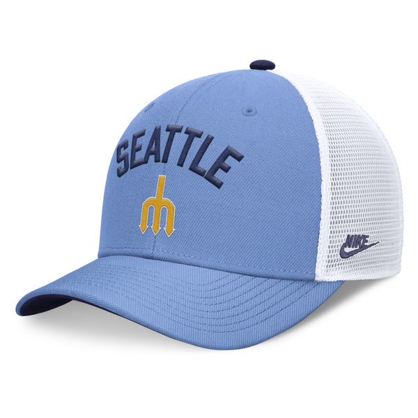 Men’s Nike Seattle Mariners Cooperstown Collection Light Blue and White Adjustable Mesh Snapback Cap