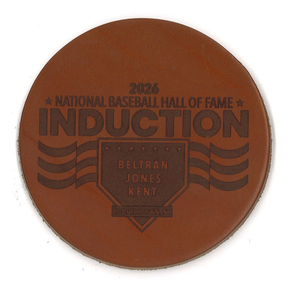 Baseball Hall of Fame 2026 Induction Logo Leather Engraved Coaster