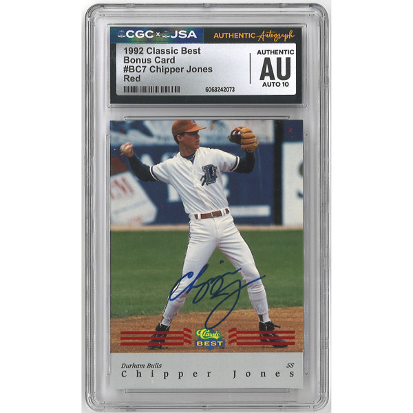 Chipper Jones Autographed Card 1992 Classic Best Bonus Card # BC-7 (JSA / CGC)