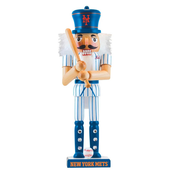 New York Mets 12 Inch Wooden Holiday Nutcracker