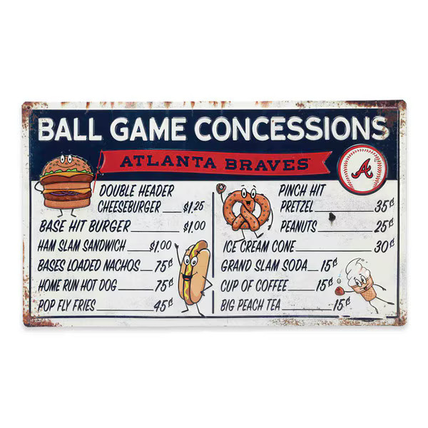 Atlanta Braves Ball Park Concessions 17 x 10 Metal Sign