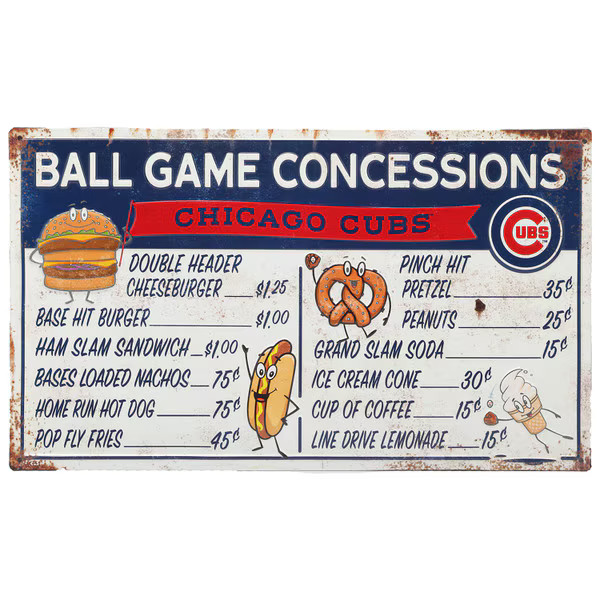 Chicago Cubs Ball Park Concessions 17 x 10 Metal Sign