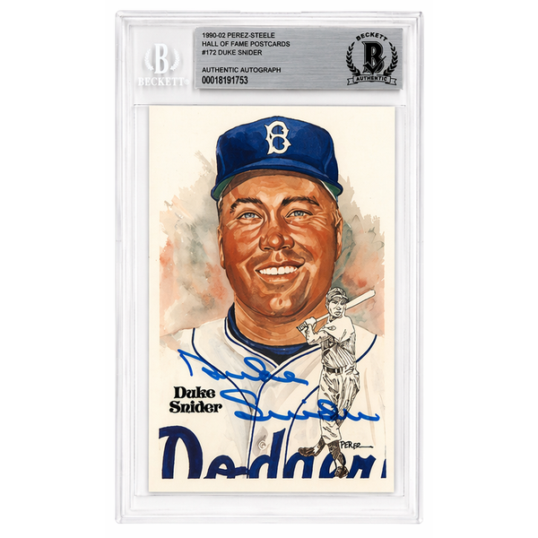 Duke Snider Autographed Perez-Steele HOF Series Postcard # 172 (Beckett-53)