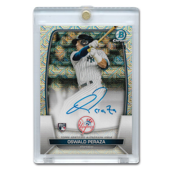 Oswald Peraza Autographed Card 2023 Bowman Chrome # BRA-OP Rookie Card