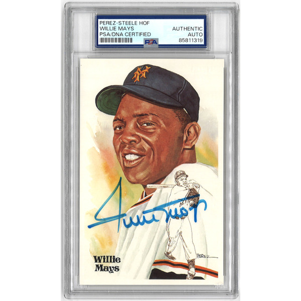 Willie Mays Autographed Perez-Steele HOF Series Postcard # 168 (PSA-19)