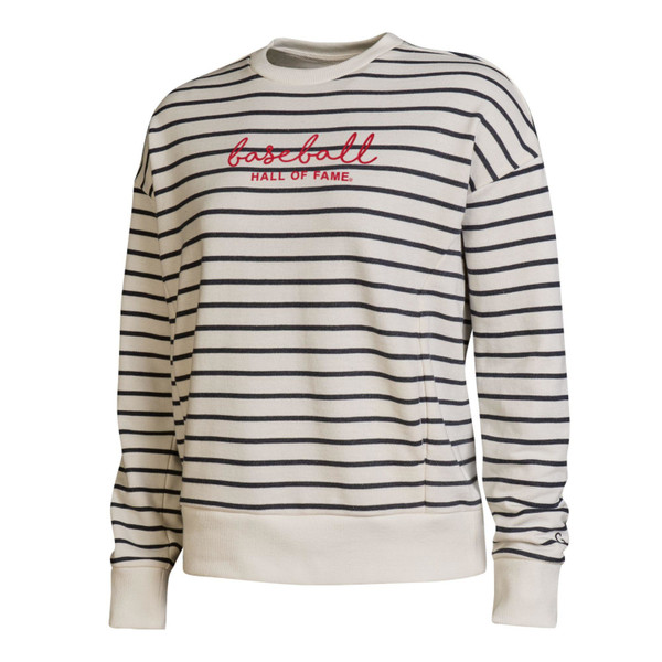 Women’s Baseball Hall of Fame Striped Crew Sweatshirt