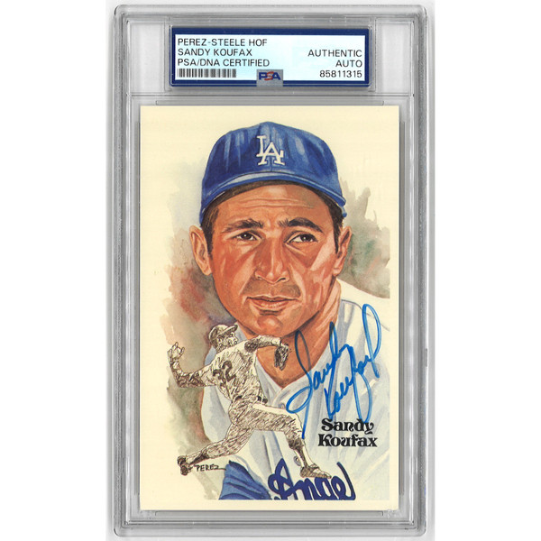 Sandy Koufax Autographed Perez-Steele HOF Series Postcard # 131 (PSA-15)