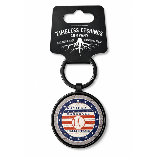 Baseball Hall of Fame Round Wood Keychain