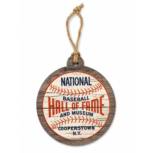 Baseball Hall of Fame Alternate Logo 3 inch Round Wood Ornament