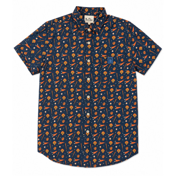 Men’s Baseball Hall of Fame Jack & Sage Baseball Cooperstown Patterned Navy Camp Shirt