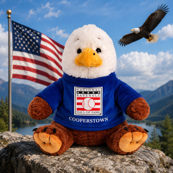 Baseball Hall of Fame 13" Plush Bald Eagle with Blue HOF T-Shirt