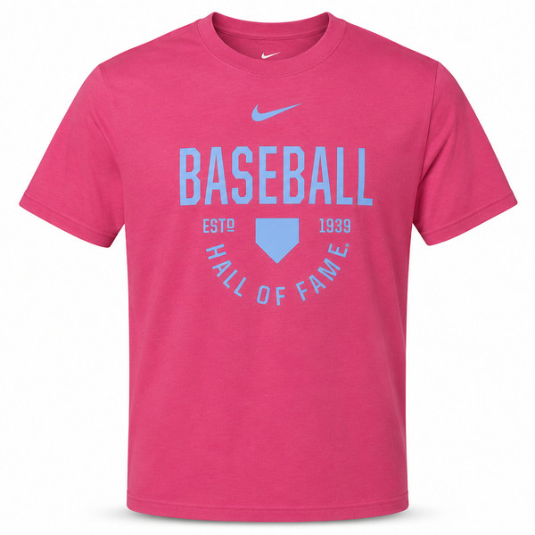 Youth Baseball Hall of Fame Nike Established 1939 Bright Pink T-Shirt