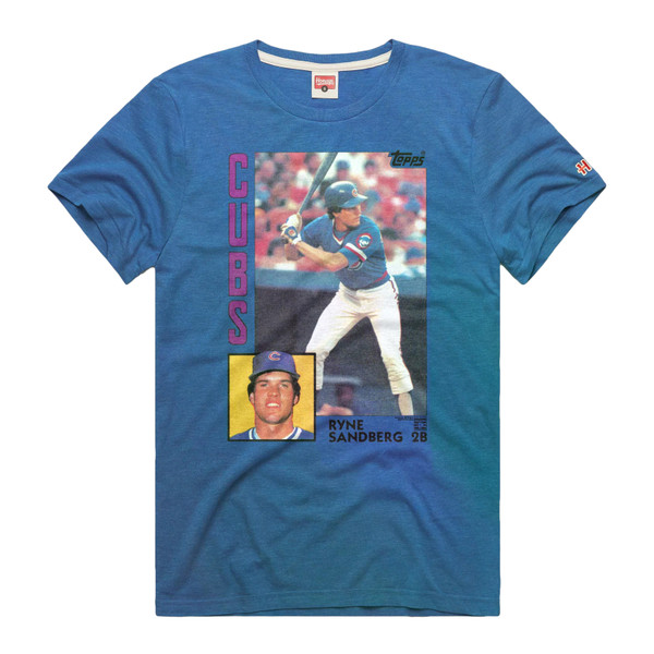 Men’s Homage 1984 Topps Baseball Ryne Sandberg Cubs Royal Blue T-Shirt