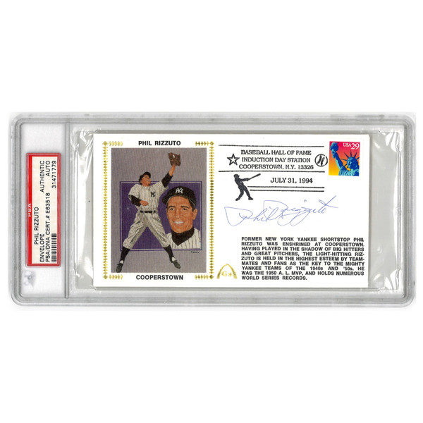 Phil Rizzuto Autographed First Day Cover - 1994 Hall of Fame Induction (PSA)