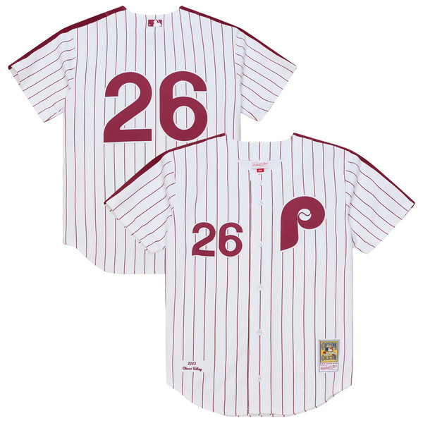 Men’s Mitchell & Ness Chase Utley Philadelphia Phillies Authentic Replica 2003 Mesh Batting Practice Jersey
