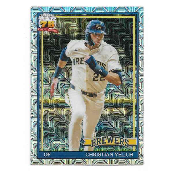 Christian Yelich 2026 Topps Chrome 35th Anniversary Silver Pack Mojo # 91C-100